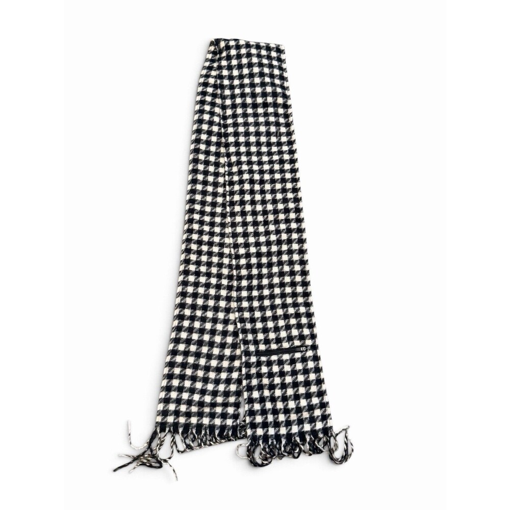 PeonyRise Heated Plaid Fringe Rectangle Scarf Black And White